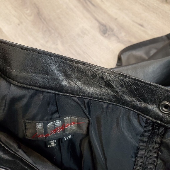 Vintage I.O.U Black Leather Mini Skirt Sz 7 / 8 - Picture 4 of 9